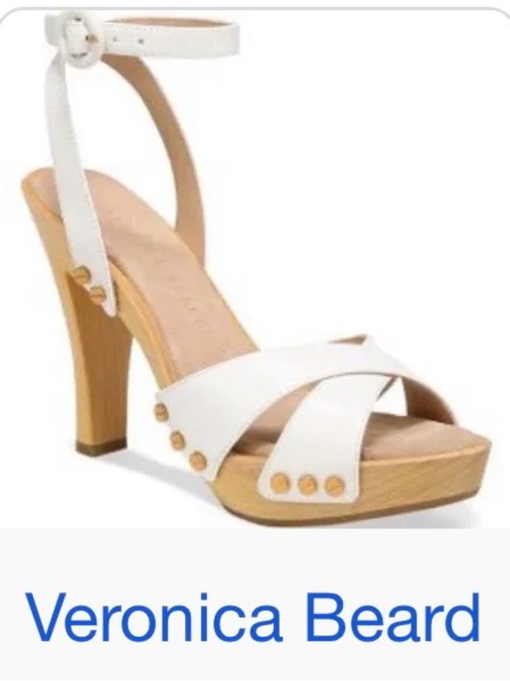 Veronica Beard White Leather Cross-Strap Platform Sandal